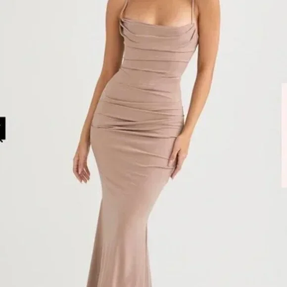 maxi plus size halter dress Final Sale Plus Size Braided Trim Halter Maxi Dress with Open Back main image 0